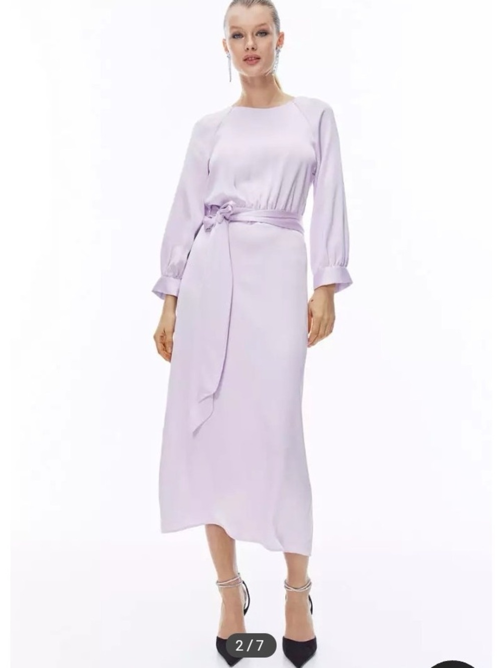 H&M - Lilac Belted Midi Dress - Women's